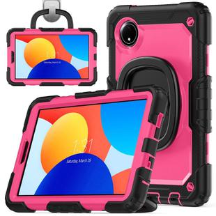 For Xiaomi Redmi Pad SE 8.7 2024 D Type Silicone Hybrid PC Tablet Case with Handle Holder(Rose Red PC)