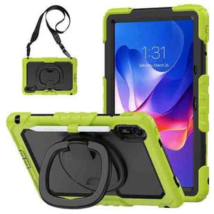 For Xiaomi Redmi Pad 2 D Type Silicone Hybrid PC Tablet Case with Handle Holder(Yellow Green)