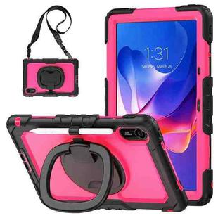 For Xiaomi Redmi Pad 2 D Type Silicone Hybrid PC Tablet Case with Handle Holder(Rose Red PC)
