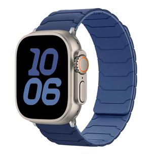 For Apple Watch 42mm / 41mm / 40mm / 38mm Magnetic Silicone Watch Band(Dark Light Navy Blue)