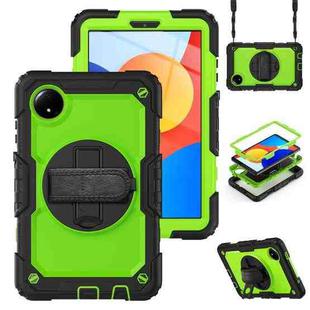For Xiaomi Redmi Pad SE 8.7 2024 Turntable Holder Silicone Hybrid PC Tablet Case with Shoulder Strap(Black+Yellow Green)