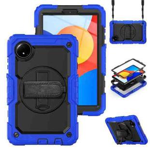 For Xiaomi Redmi Pad SE 8.7 2024 Turntable Holder Silicone Hybrid PC Tablet Case with Shoulder Strap(Dark Blue+Black)