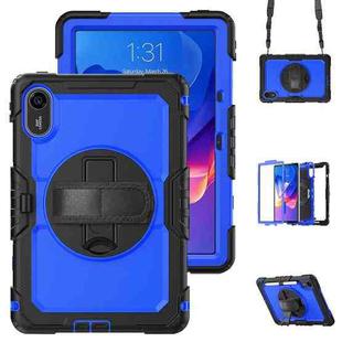 For Xiaomi Redmi Pad 2 Turntable Holder Silicone Hybrid PC Tablet Case with Shoulder Strap(Black+Dark Blue)