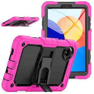 For Xiaomi Redmi Pad SE 8.7 2024 Silicone Hydric PC Tablet Case with Shoulder Strap & Holder(Rose Red)