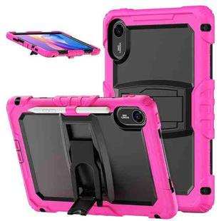 For Xiaomi Redmi Pad 2 11 2025 Silicone Hydric PC Tablet Case with Shoulder Strap & Holder(Rose Red)