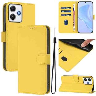 For Xiaomi Poco M6 Pro 5G Skin Feel Solid Color Leather Phone Case with Lanyard(Lemon Yellow)