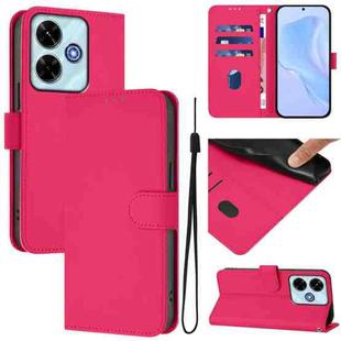 For Xiaomi Poco M6 4G Skin Feel Solid Color Leather Phone Case with Lanyard(Rose Red)