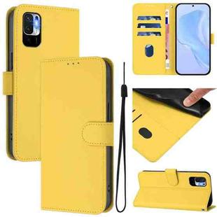 For Xiaomi Poco M3 Pro Skin Feel Solid Color Leather Phone Case with Lanyard(Lemon Yellow)