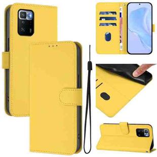 For Xiaomi Poco X3 GT Skin Feel Solid Color Leather Phone Case with Lanyard(Lemon Yellow)