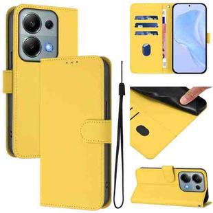 For Xiaomi Poco M6 Pro 4G Skin Feel Solid Color Leather Phone Case with Lanyard(Lemon Yellow)