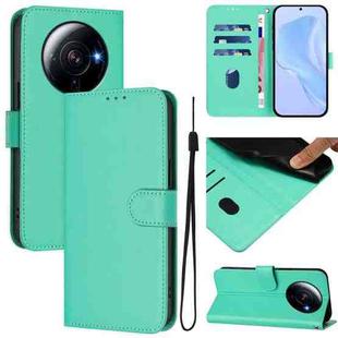 For Xiaomi 12S Ultra Skin Feel Solid Color Leather Phone Case with Lanyard(Green)