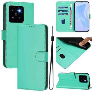 For Xiaomi 14 Pro 5G Global Skin Feel Solid Color Leather Phone Case with Lanyard(Green)