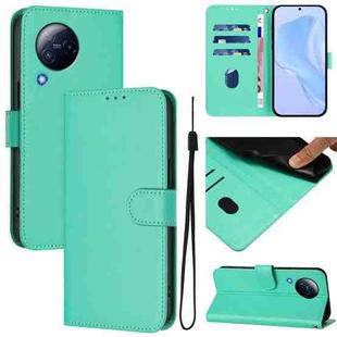 For Xiaomi Civi 3 5G Skin Feel Solid Color Leather Phone Case with Lanyard(Green)