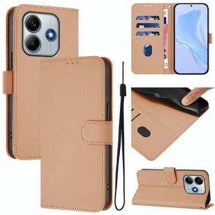 For Xiaomi Poco M7 Pro 5G Global Skin Feel Solid Color Leather Phone Case with Lanyard(Nude)