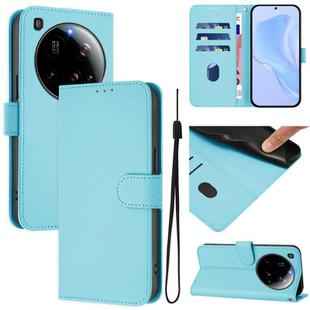 For Xiaomi 15 Ultra Skin Feel Solid Color Leather Phone Case with Lanyard(Sky Blue)