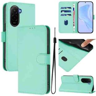 For Xiaomi Poco M7 4G 169mm Skin Feel Solid Color Leather Phone Case with Lanyard(Mint Green)