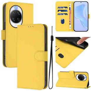 For Huawei nova 14 Pro Skin Feel Solid Color Leather Phone Case with Lanyard(Lemon Yellow)