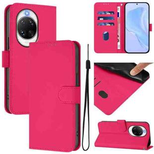 For Huawei nova 14 Pro Skin Feel Solid Color Leather Phone Case with Lanyard(Rose Red)