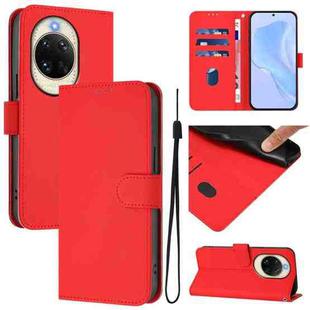For Huawei nova 14 Skin Feel Solid Color Leather Phone Case with Lanyard(Red)