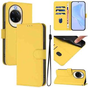 For Huawei nova 14 Skin Feel Solid Color Leather Phone Case with Lanyard(Lemon Yellow)
