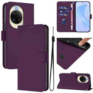 For Huawei nova 14 Skin Feel Solid Color Leather Phone Case with Lanyard(Violet)