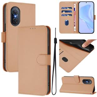 For Honor 50 SE / Huawei nova 9 SE Skin Feel Solid Color Leather Phone Case with Lanyard(Nude)