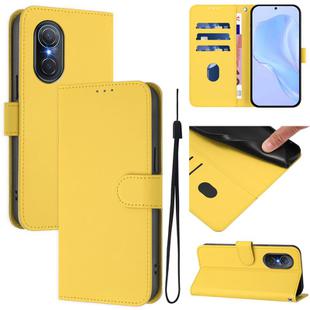 For Honor 50 SE / Huawei nova 9 SE Skin Feel Solid Color Leather Phone Case with Lanyard(Lemon Yellow)