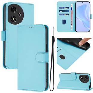 For Honor Play 50 Skin Feel Solid Color Leather Phone Case with Lanyard(Sky Blue)