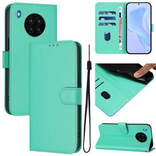 For Honor 50 Lite / Huawei nova 8i Skin Feel Solid Color Leather Phone Case with Lanyard(Green)