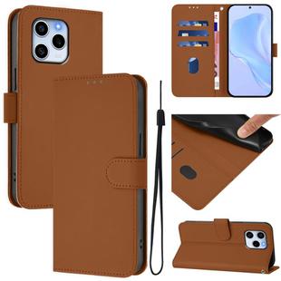 For Honor 60 SE Skin Feel Solid Color Leather Phone Case with Lanyard(Brown)