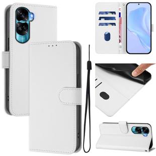 For Honor 90 Lite / X50i Skin Feel Solid Color Leather Phone Case with Lanyard(White)