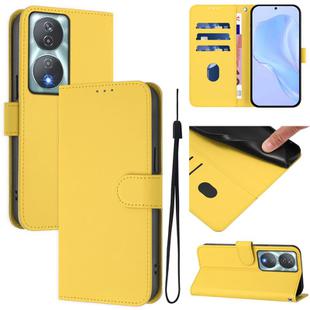 For Honor 90 Smart / X7b 5G / 4G Skin Feel Solid Color Leather Phone Case with Lanyard(Lemon Yellow)