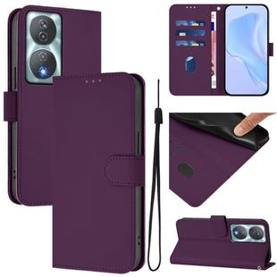 For Honor 90 Smart / X7b 5G / 4G Skin Feel Solid Color Leather Phone Case with Lanyard(Violet)