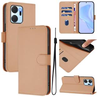For Honor X7a 4G / Play7T 5G Skin Feel Solid Color Leather Phone Case with Lanyard(Nude)