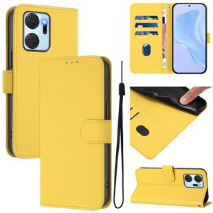 For Honor X7a 4G / Play7T 5G Skin Feel Solid Color Leather Phone Case with Lanyard(Lemon Yellow)