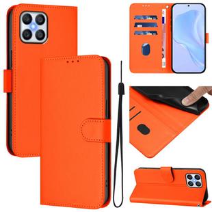 For Honor X8 4G / X30i / Play6T Pro Skin Feel Solid Color Leather Phone Case with Lanyard(Orange)