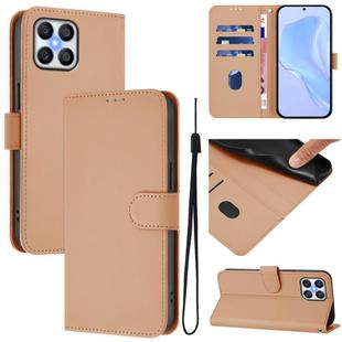 For Honor X8 4G / X30i / Play6T Pro Skin Feel Solid Color Leather Phone Case with Lanyard(Nude)
