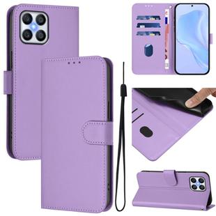 For Honor X8 4G / X30i / Play6T Pro Skin Feel Solid Color Leather Phone Case with Lanyard(Lavender Purple)