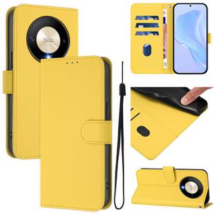 For Honor X9b / Magic6 Lite 5G Skin Feel Solid Color Leather Phone Case with Lanyard(Lemon Yellow)