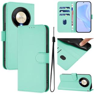 For Honor X9b / Magic6 Lite 5G Skin Feel Solid Color Leather Phone Case with Lanyard(Mint Green)