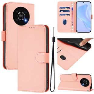 For Honor X30 5G / X9 5G / X9 4G Skin Feel Solid Color Leather Phone Case with Lanyard(Pink)