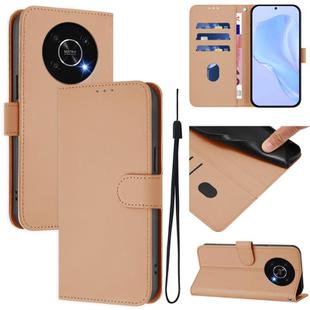 For Honor X30 5G / X9 5G / X9 4G Skin Feel Solid Color Leather Phone Case with Lanyard(Nude)