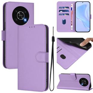 For Honor X30 5G / X9 5G / X9 4G Skin Feel Solid Color Leather Phone Case with Lanyard(Lavender Purple)