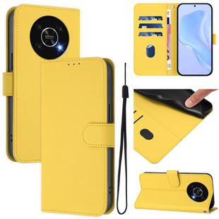 For Honor X30 5G / X9 5G / X9 4G Skin Feel Solid Color Leather Phone Case with Lanyard(Lemon Yellow)