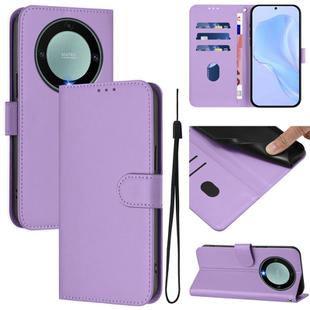 For Honor X40 / X9a / Magic5 Lite Skin Feel Solid Color Leather Phone Case with Lanyard(Lavender Purple)