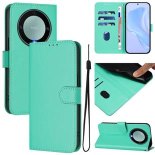 For Honor X40 / X9a / Magic5 Lite Skin Feel Solid Color Leather Phone Case with Lanyard(Green)
