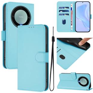 For Honor X40 / X9a / Magic5 Lite Skin Feel Solid Color Leather Phone Case with Lanyard(Sky Blue)