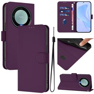 For Honor X40 / X9a / Magic5 Lite Skin Feel Solid Color Leather Phone Case with Lanyard(Violet)