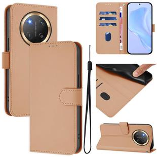 For Honor X9C 5G Global Skin Feel Solid Color Leather Phone Case with Lanyard(Nude)