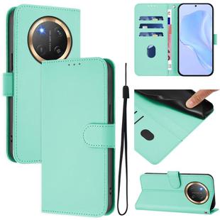 For Honor X9C 5G Global Skin Feel Solid Color Leather Phone Case with Lanyard(Mint Green)